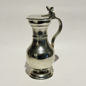 Vintage Etain Sigg Zinn Frauenfeld Tankard Flip Top Lid Double Acorn Finil .8L